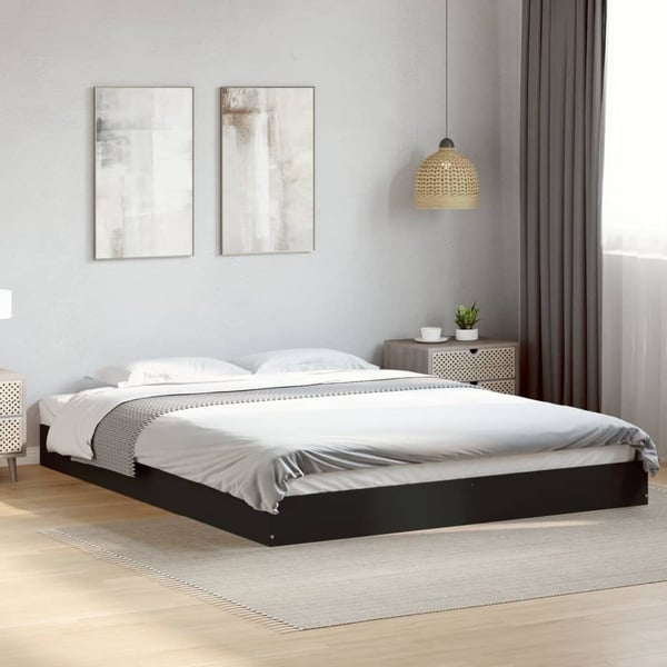 vidaXL sengestel 160x200 cm massivt træ sort