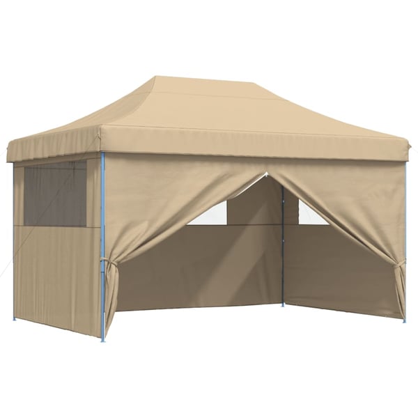 vidaXL foldbart pop-up festtelt med 4 sidevægge beige