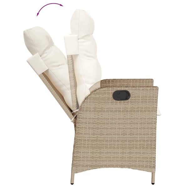 vidaXL spisebordssæt til haven 7 dele med hynder polyrattan beige
