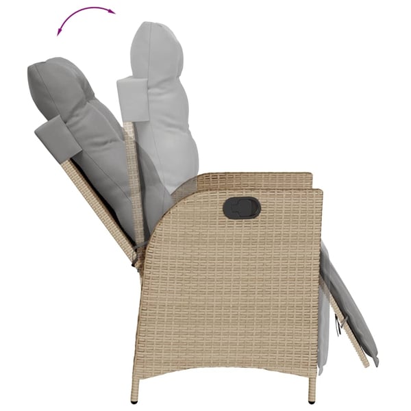 vidaXL spisebordssæt til haven 7 dele med hynder polyrattan beige