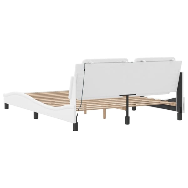 vidaXL sengeramme med LED uden madras Zadar 180x200 cm sort og hvid