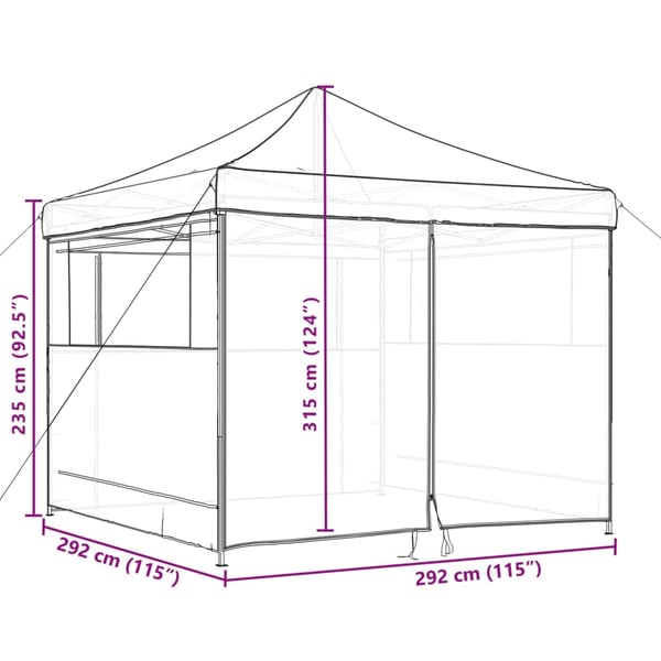 vidaXL foldbart pop up-festtelt med 4 sidevægge gråbrun