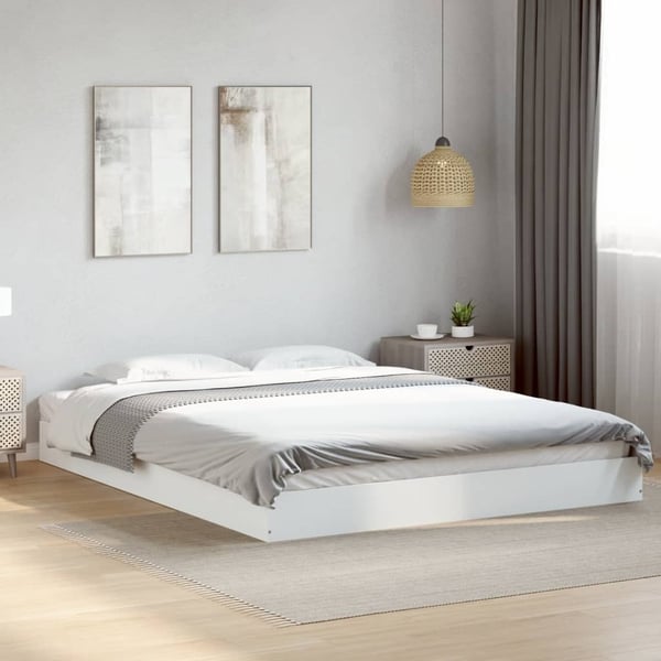 vidaXL sengestel uden madras 160x200 cm konstrueret træ hvid