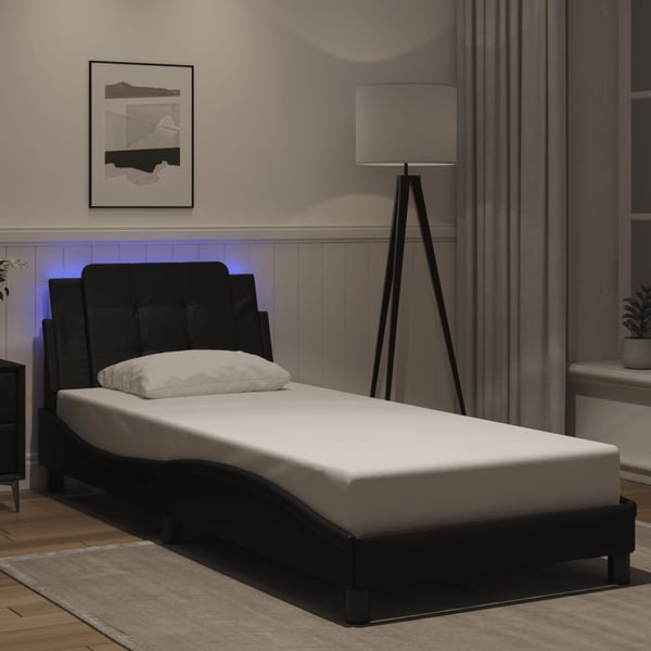 vidaXL sengeramme med LED uden madras Zadar 90x190 cm sort