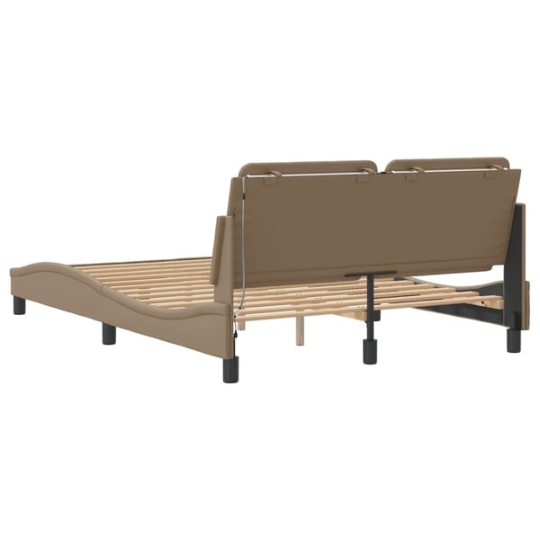 vidaXL sengeramme med LED uden madras Zadar 140x200 cm cappuccinofarvet