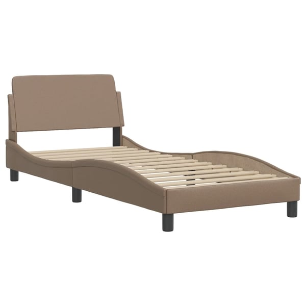 vidaXL sengeramme med LED uden madras Zadar 100x200 cm cappuccinofarvet