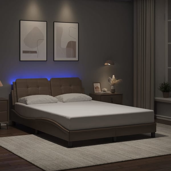 vidaXL sengeramme med LED uden madras Zadar 120x200 cm cappuccinofarvet