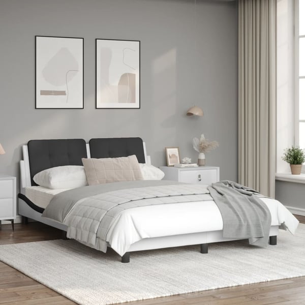 vidaXL sengeramme med LED uden madras Zadar 140x200 cm hvid og sort
