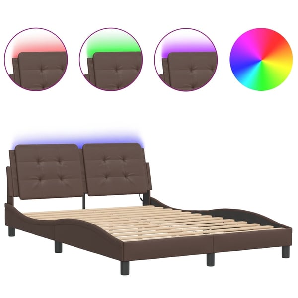 vidaXL sengeramme med LED uden madras Zadar 120x200 cm brun