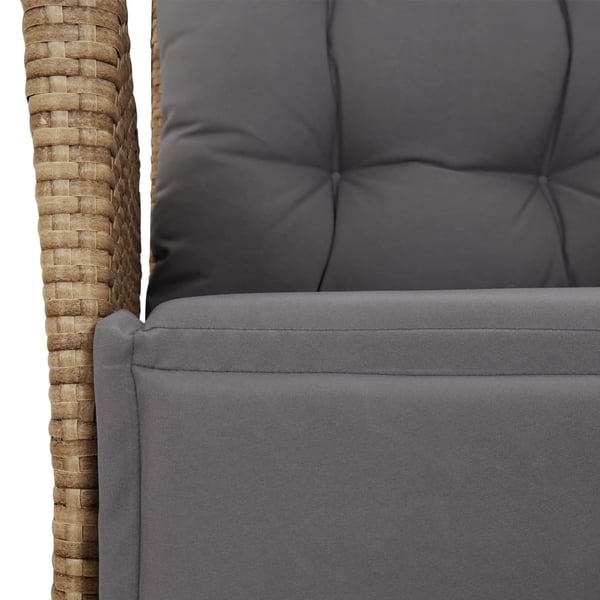 vidaXL havestol med lænefunktion og fodstøtte polyrattan blandet beige