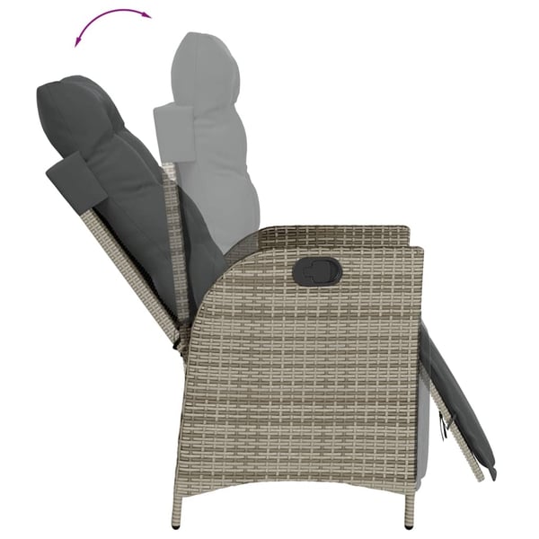 vidaXL spisebordssæt til haven 3 dele med hynder polyrattan grå