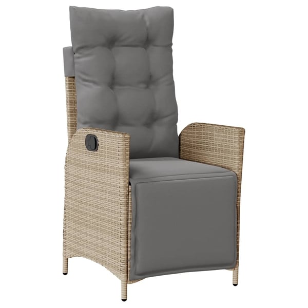 vidaXL havestole 2 stk. lænefunktion og fodstøtte polyrattan beige