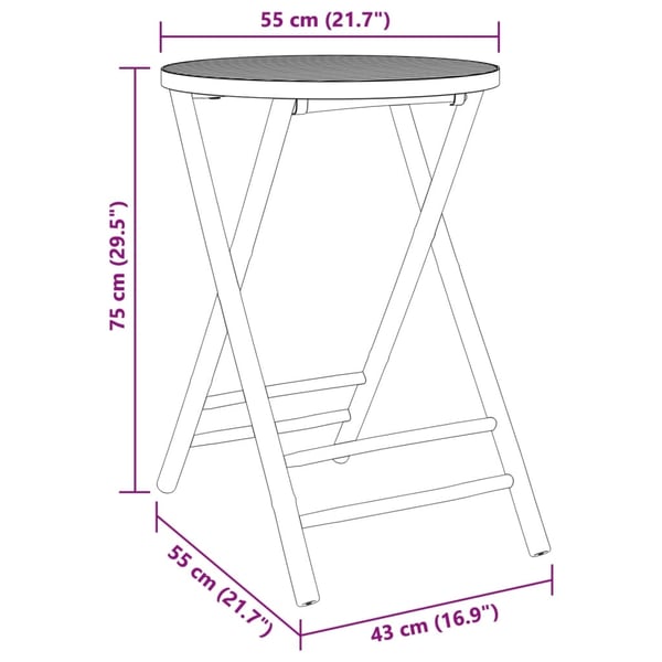 vidaXL foldbart havebord Ø55x75 cm bambus