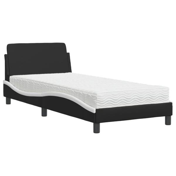 vidaXL seng med madras Dover 80x200 cm kunstlæder sort og hvid