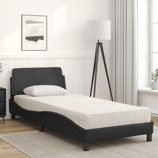 vidaXL seng med madras Dover 90x200 cm kunstlæder sort