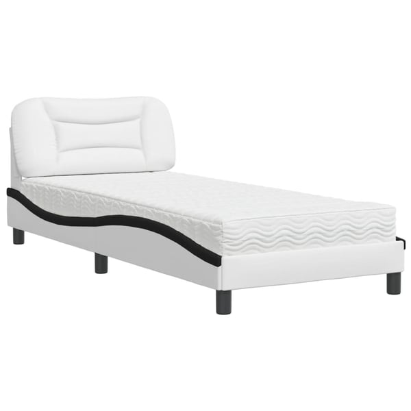 vidaXL seng med madras Hvar 80x200 cm kunstlæder sort og hvid