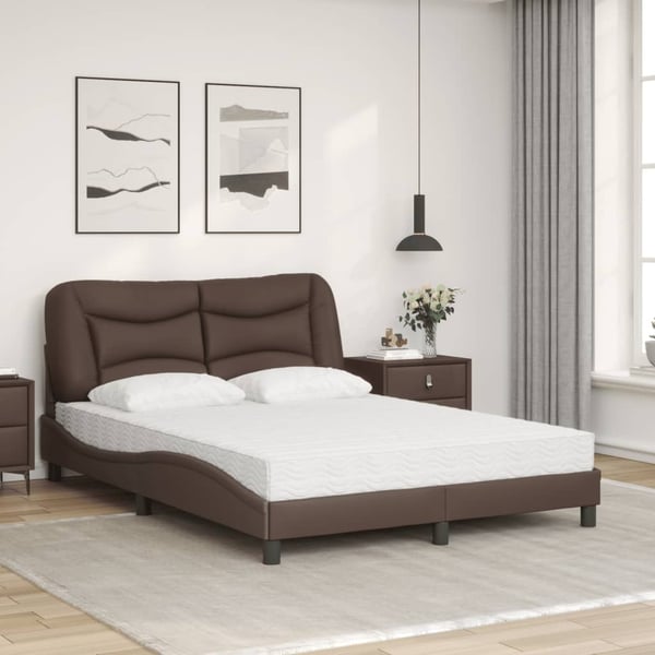 vidaXL seng med madras Hvar 120x200 cm kunstlæder brun
