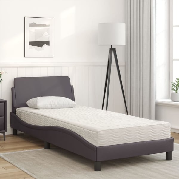 vidaXL seng med madras Dover 80x200 cm kunstlæder grå