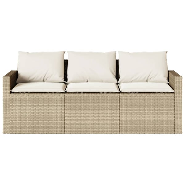 vidaXL Trädgårdssoffa 3-sits med dynor konstrotting beige