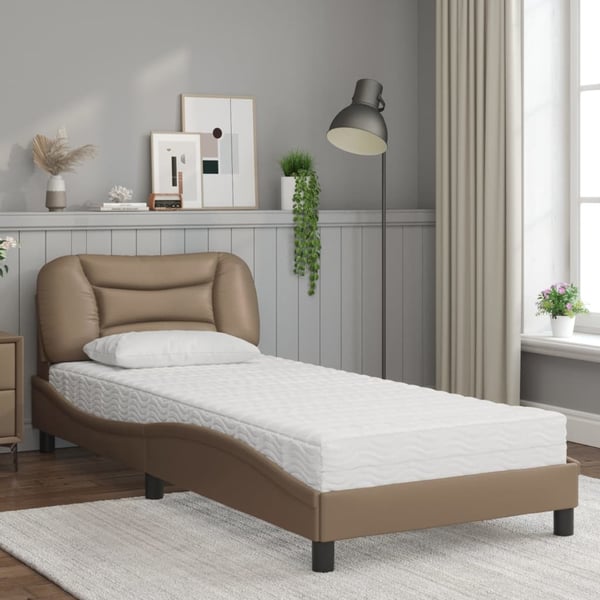 vidaXL seng med madras Hvar 80x200 cm kunstlæder cappuccinofarvet