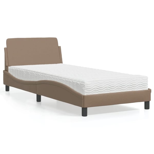 vidaXL seng med madras Dover 90x200 cm kunstlæder cappuccinofarvet