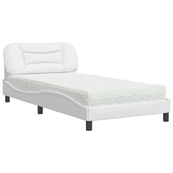 vidaXL seng med madras Hvar 100x200 cm kunstlæder hvid