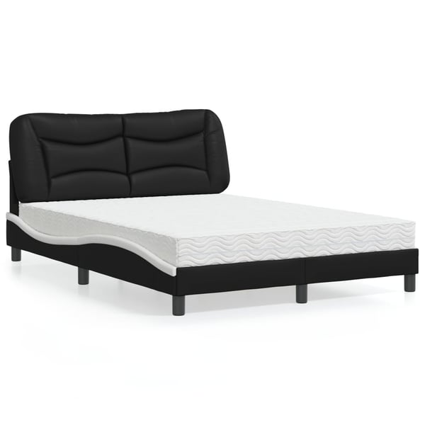 vidaXL seng med madras Hvar 120x200 cm kunstlæder sort og hvid