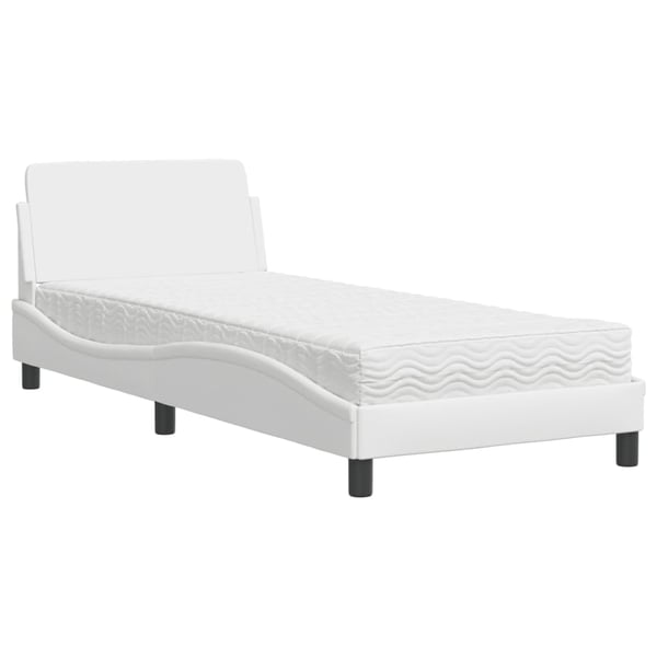 vidaXL seng med madras Dover 90x200 cm kunstlæder hvid