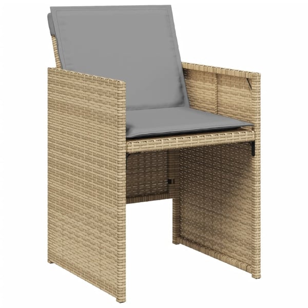 vidaXL spisebordssæt til haven 11 dele med hynder polyrattan beige