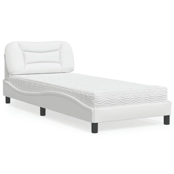 vidaXL seng med madras Hvar 90x200 cm kunstlæder hvid