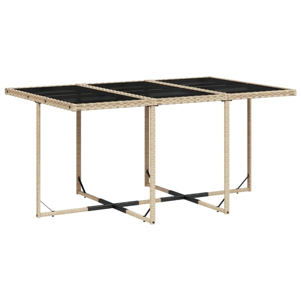 vidaXL spisebordssæt til haven 7 dele med hynder polyrattan beige