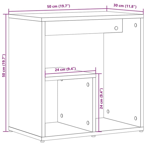vidaXL sideborde 2 stk. 50x30x50 cm konstrueret træ røget egetræsfarve