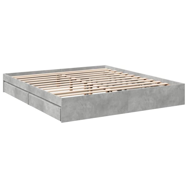 vidaXL sengeramme med skuffer 180x200 cm konstrueret træ betongrå