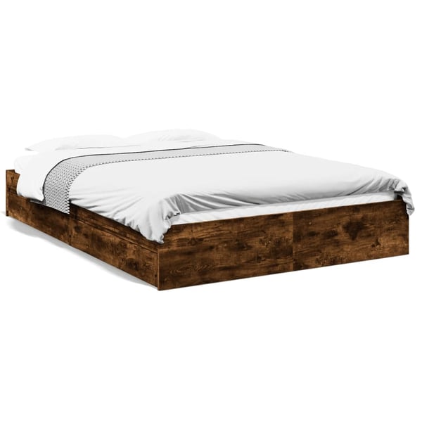 vidaXL Sengeramme med skuffer røkt eik 160x200 cm konstruert tre