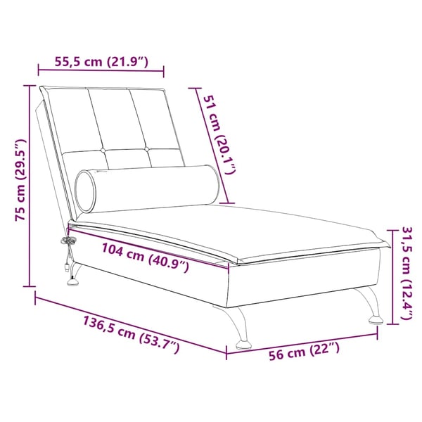 vidaXL Massageschäslong med bolster svart sammet