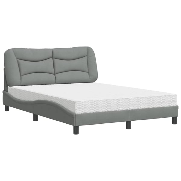 vidaXL seng med madras Hvar 140x200 cm stof lysegrå