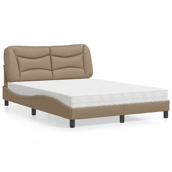 vidaXL seng med madras Hvar 120x200 cm kunstlæder cappuccinofarvet