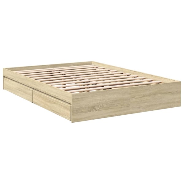 vidaXL sengeramme med skuffer 120x190 cm konstrueret træ sonoma-eg