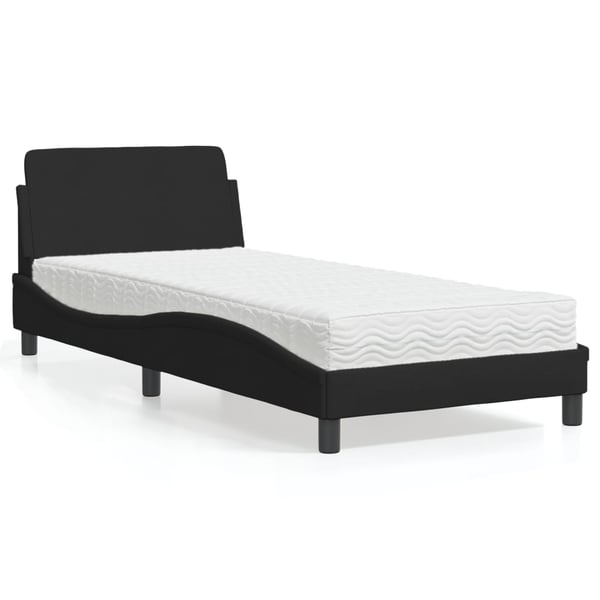 vidaXL seng med madras Dover 90x200 cm stof sort