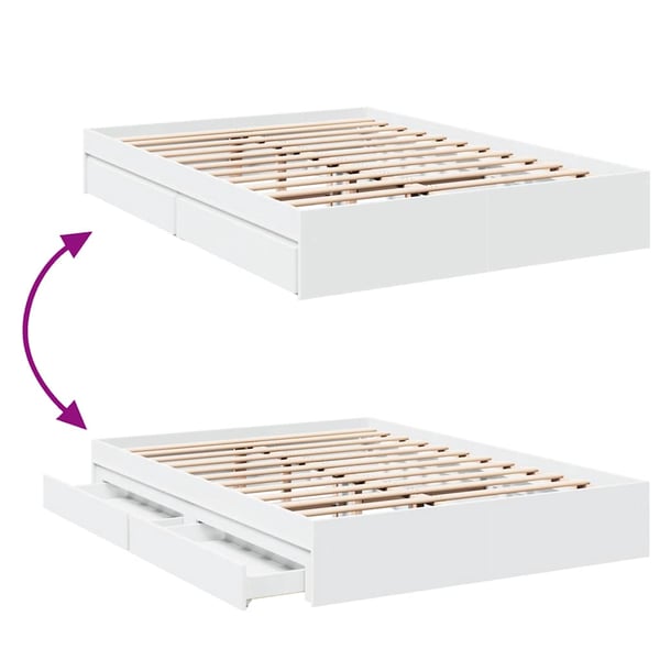 vidaXL Sengeramme høyglans hvit 150x200 cm konstruert tre