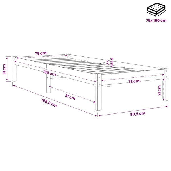 vidaXL Sengeramme høyglans hvit 150x200 cm konstruert tre