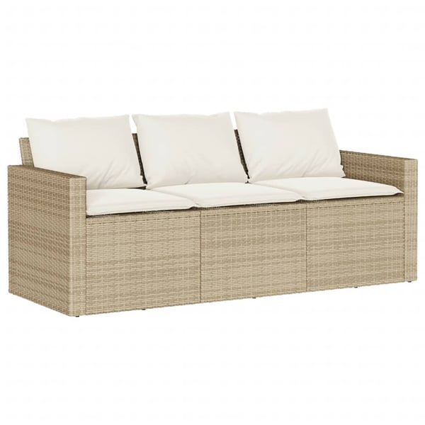 vidaXL Matgrupp för trädgården med dynor 2 delar beige konstrotting