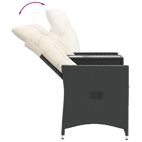 vidaXL 2-personers havesofa med bord og lænefunktion polyrattan sort