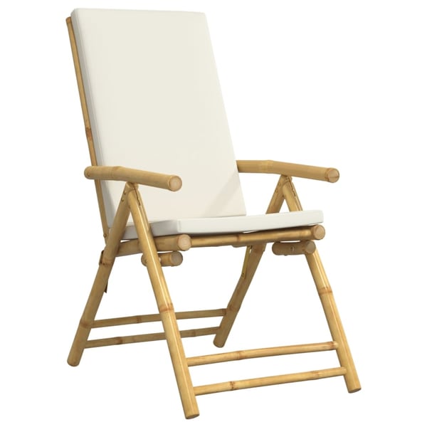 vidaXL positionsstole 4 stk. foldbare cremehvide hynder bambus