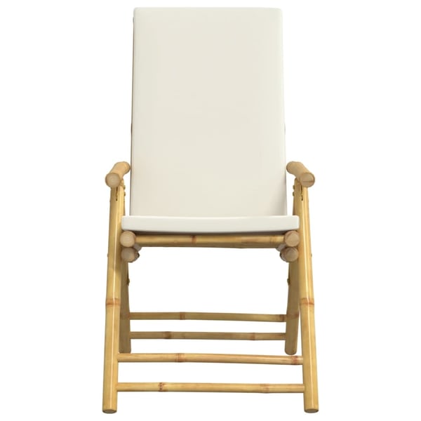 vidaXL positionsstole 4 stk. foldbare cremehvide hynder bambus