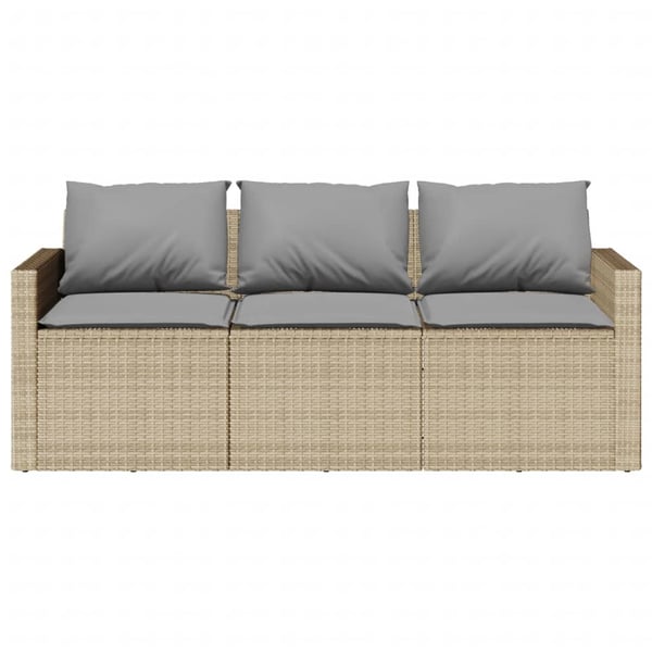 vidaXL Trädgårdssoffa 3-sits med dynor konstrotting beige