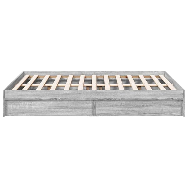 vidaXL sengeramme med skuffer 120x190 cm konstrueret træ grå sonoma-eg