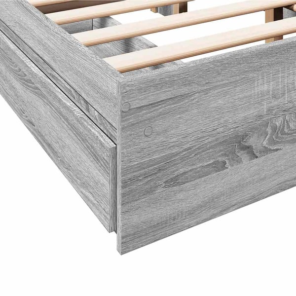 vidaXL sengeramme med skuffer 120x190 cm konstrueret træ grå sonoma-eg