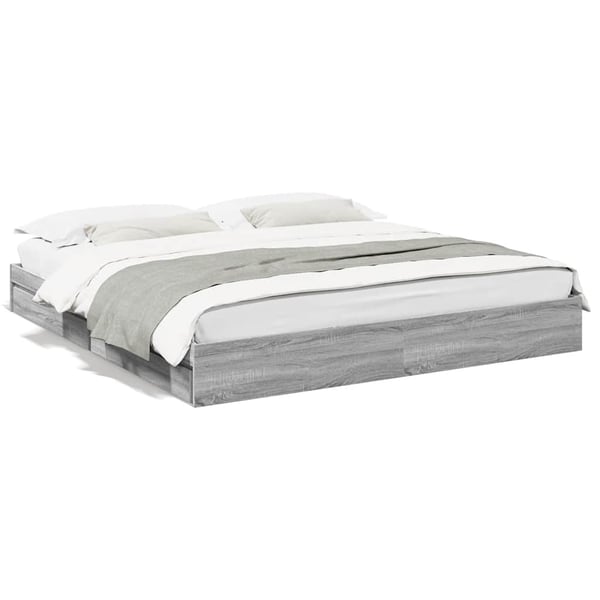 vidaXL sengeramme med skuffer 180x200 cm konstrueret træ grå sonoma-eg