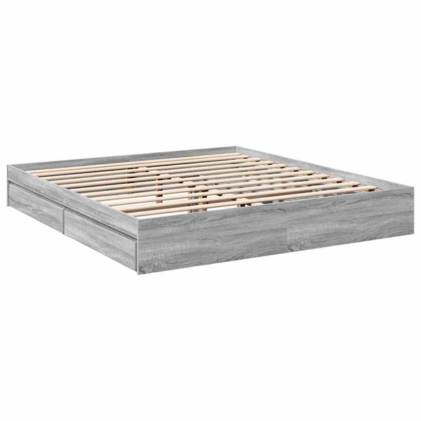 vidaXL sengeramme med skuffer 180x200 cm konstrueret træ grå sonoma-eg